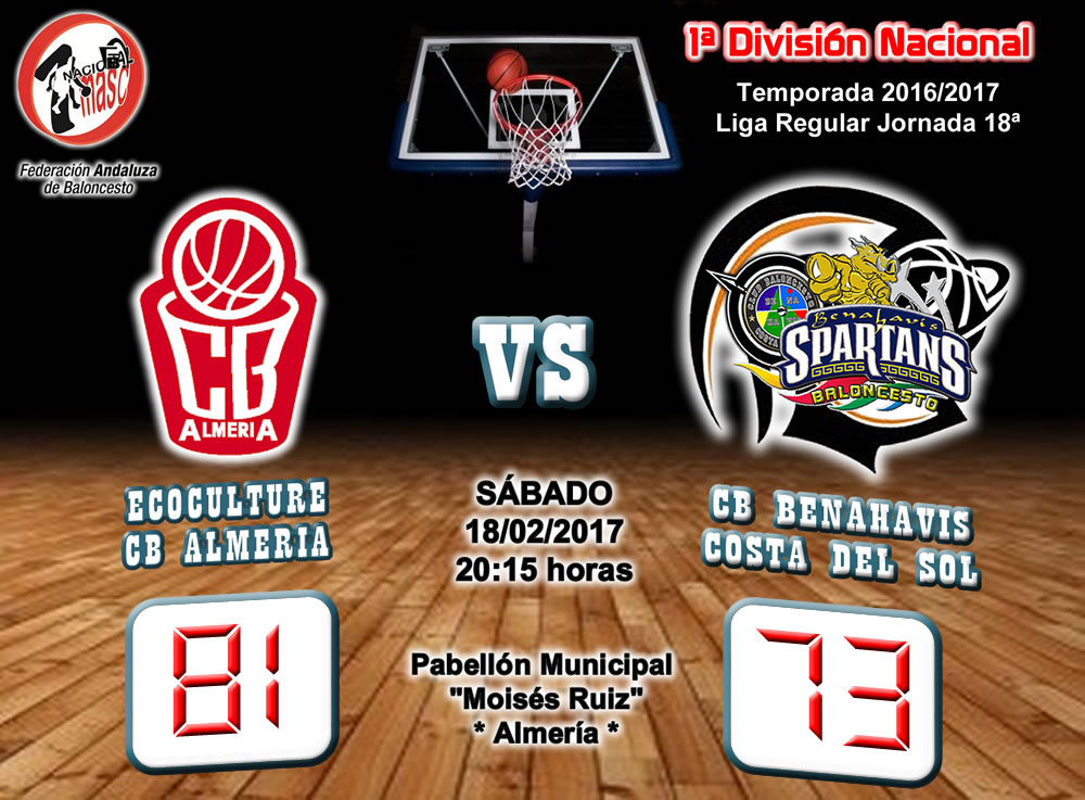 CRÓNICA J 18ª | 1a Nacional 2016/17 | Ecoculture CB Almería vs CB Benahavís Costa del Sol