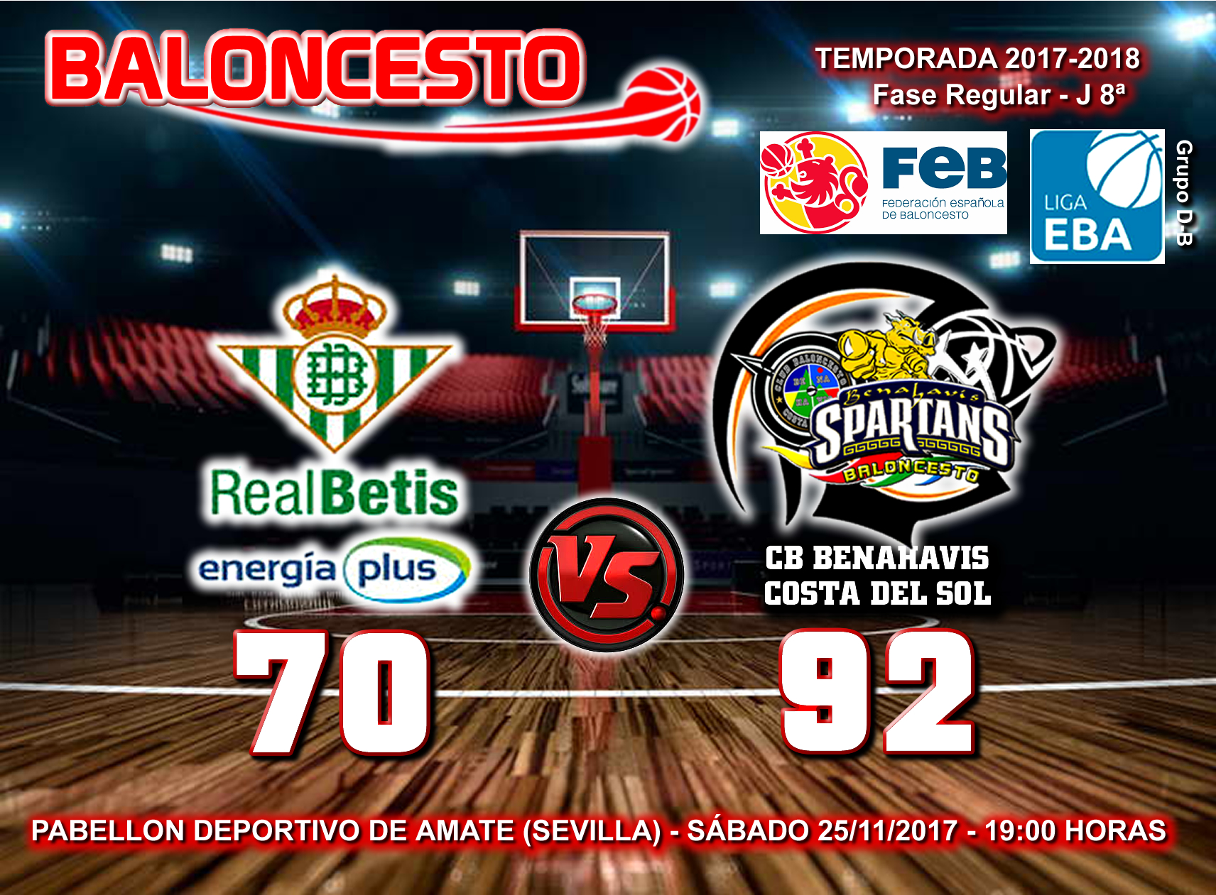 CRONICA | EBA (D-B) 17/18 | J-8ª > Real Betis Energia Plus (Sevilla) vs CB Benahavís Costa del Sol