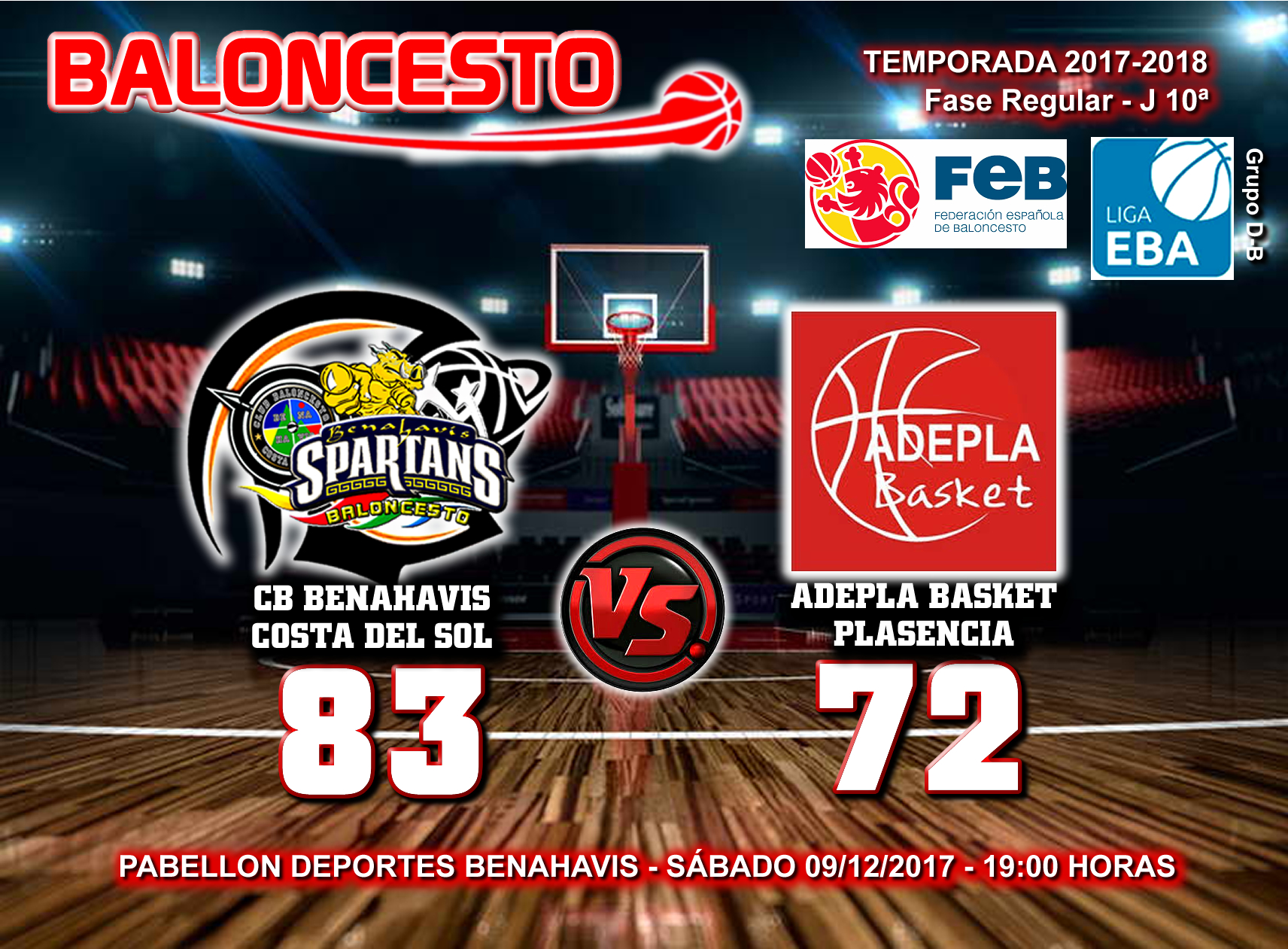 CRONICA | EBA (D-B) 17/18 | J-10ª > CB Benahavís Costa del Sol vs Adepla Basket Plasencia (Extremadura)