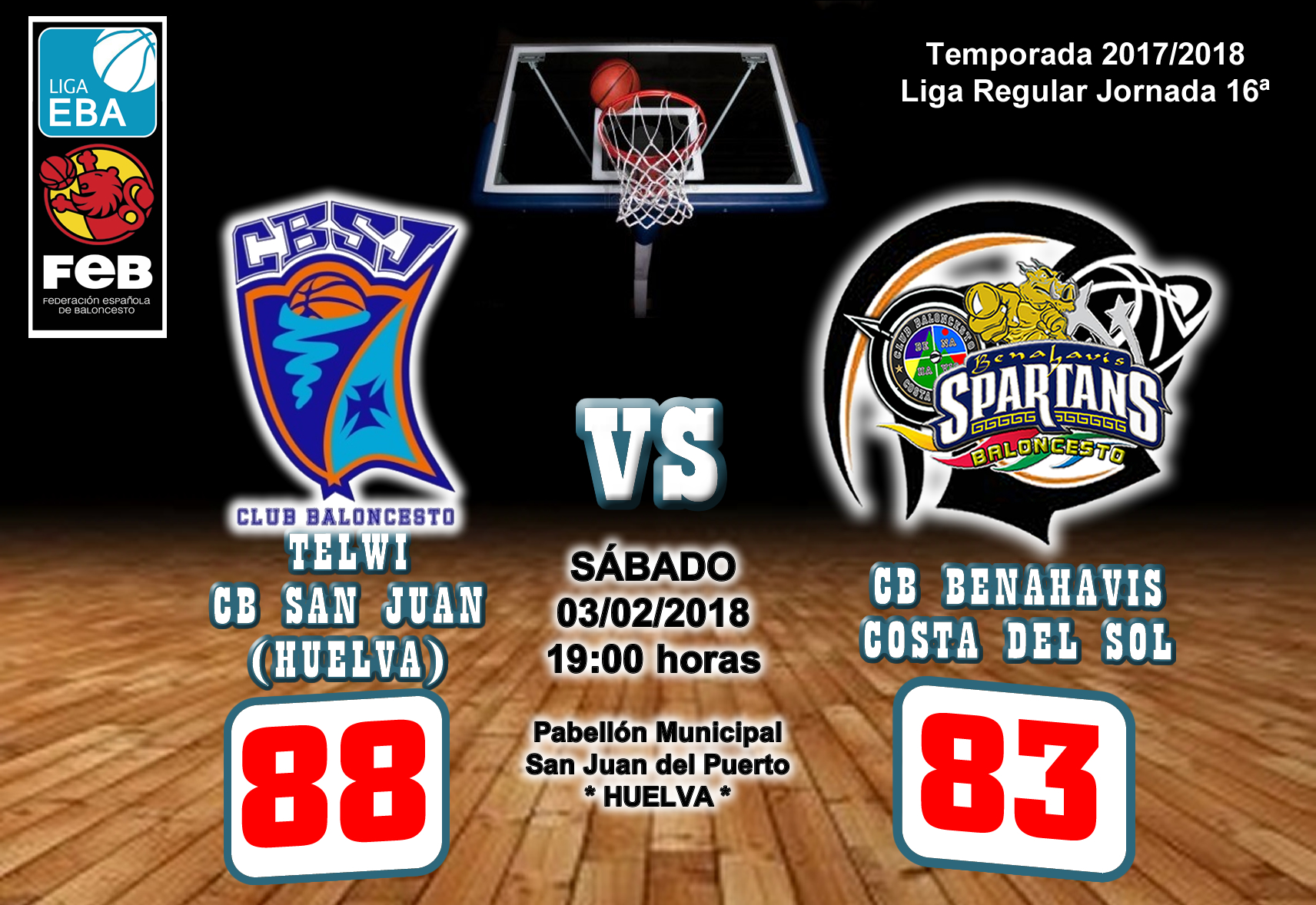 CRÓNICA | EBA (D-B) 17/18 | J-16ª > TELWI CB San Juan (Huelva) vs CB Benahavís Costa del Sol