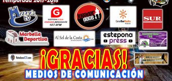 Agradecimientos a los Medios de Comunicación del CB BENAHAVIS COSTA DEL SOL 2017/2018