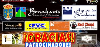 Agradecimientos a los Patrocinadores del CB BENAHAVIS COSTA DEL SOL 2017/2018