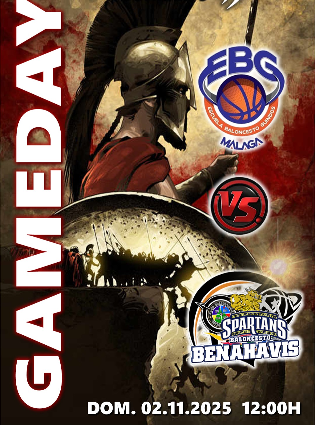 * G A M E D A Y *

🚨⛹🏀 NACIONAL N1 MASC. TEMP. 25/26 
📅 Domingo 2 de noviembre 2025
⏰ 12:00h
🏟️ Pabellón José Mª Martín Urbano
** Los Guindos **

🏀 EBG MALAGA
vs CB BENAHAVIS COSTA DEL SOL

#GoSpartans !! 🏀💪👌 
#foreverfamily 🤗