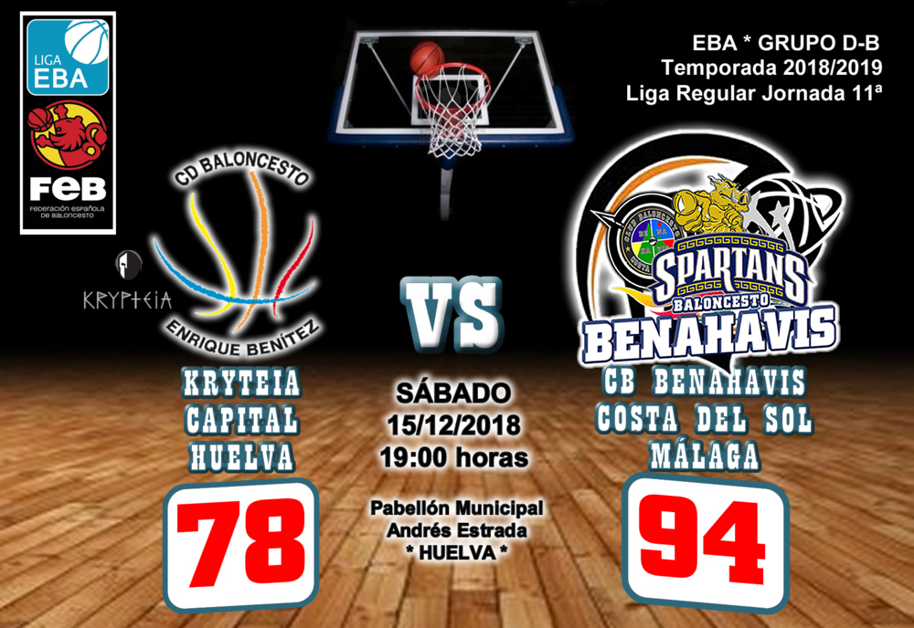 CRONICA | EBA (D-B) 18/19 | J-11ª > Krypteia Capital Huelva vs CB Benahavís Costa del Sol
