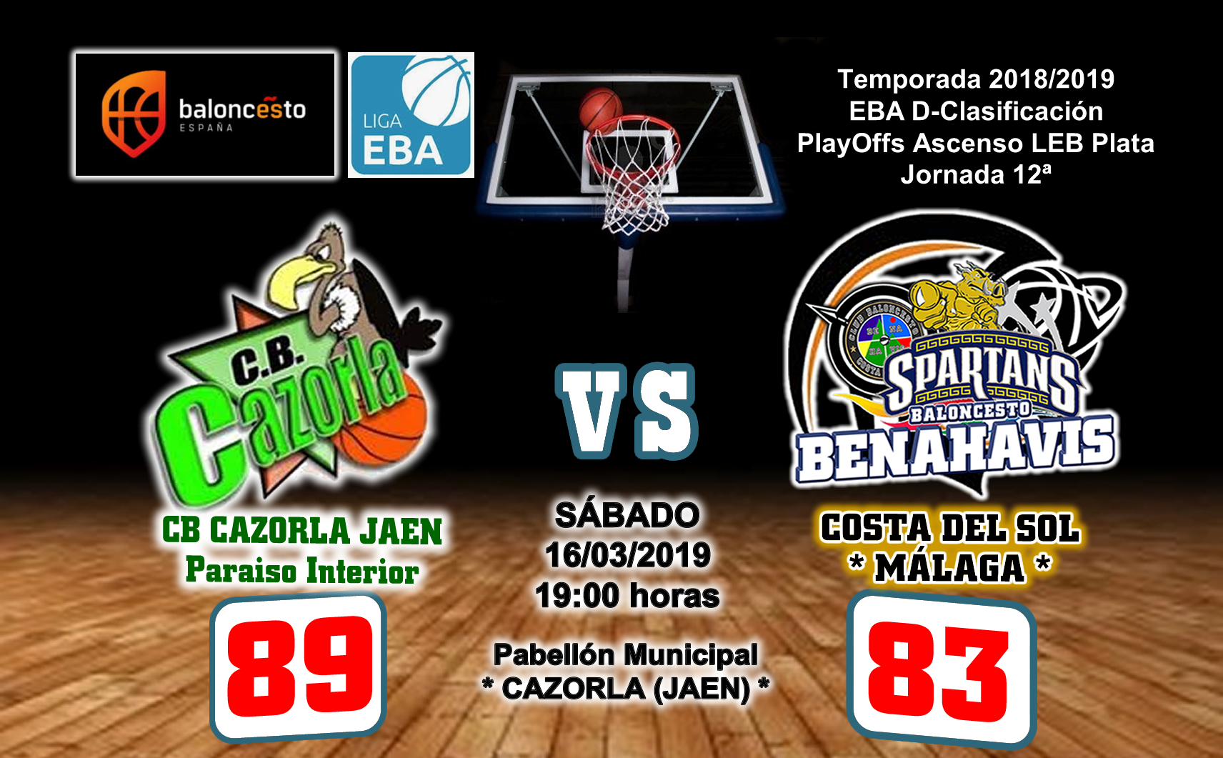 CRÓNICA EBA D 18/19> PlayOffs Ascenso Leb Plata | J-12ª > CB Cazorla Jaén Paraiso Interior vs CB Benahavís Costa del Sol