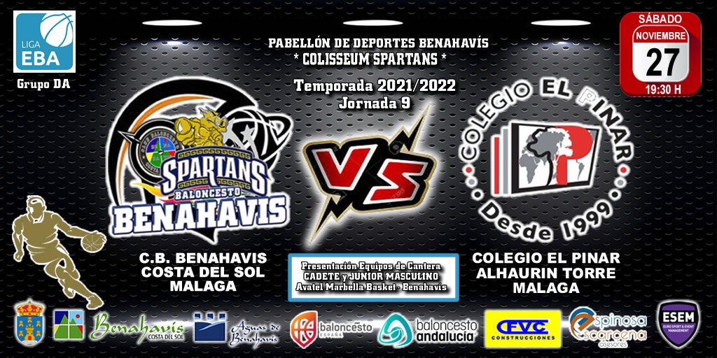 🚨⛹🏀 PREVIA | EBA (D-A) T21/22 | J-9ª | CB BENAHAVÍS COSTA DEL SOL vs COLEGIO EL PINAR (MÁLAGA)