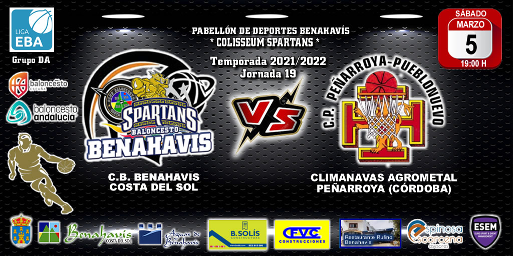 🚨⛹🏀 PREVIA | EBA (D-A) T21/22 | J-19ª | CB BENAHAVÍS COSTA DEL SOL vs CLIMANAVAS AGROMETAL PEÑARROYA (CÓRDOBA)