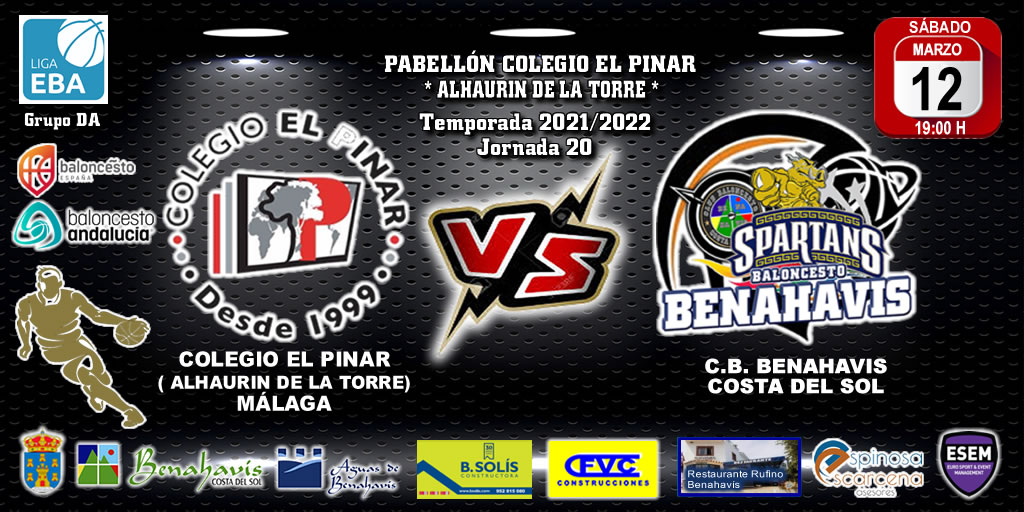 🚨⛹🏀 PREVIA | EBA (D-A) T21/22 | J-20ª | COLEGIO EL PINAR VS CB BENAHAVÍS COSTA DEL SOL