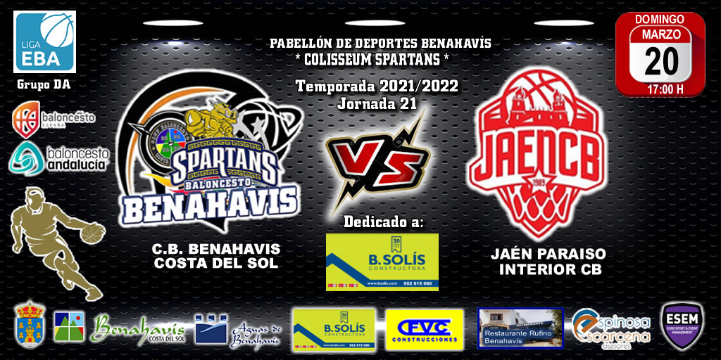 🚨⛹🏀 PREVIA | EBA (D-A) T21/22 | J-21ª | CB BENAHAVÍS COSTA DEL SOL vs JAÉN PARAISO INTERIOR CB