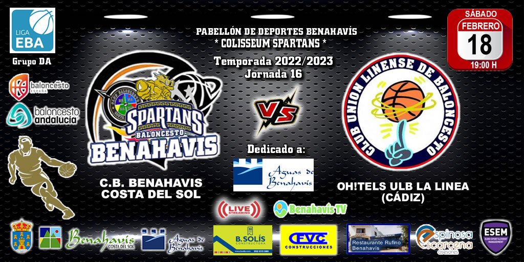 🚨⛹🏀 PREVIA | EBA (DA) T22/23 | J-16ª | CB BENAHAVÍS COSTA DEL SOL vs OH!TELS ULB LA LINEA (CADIZ)