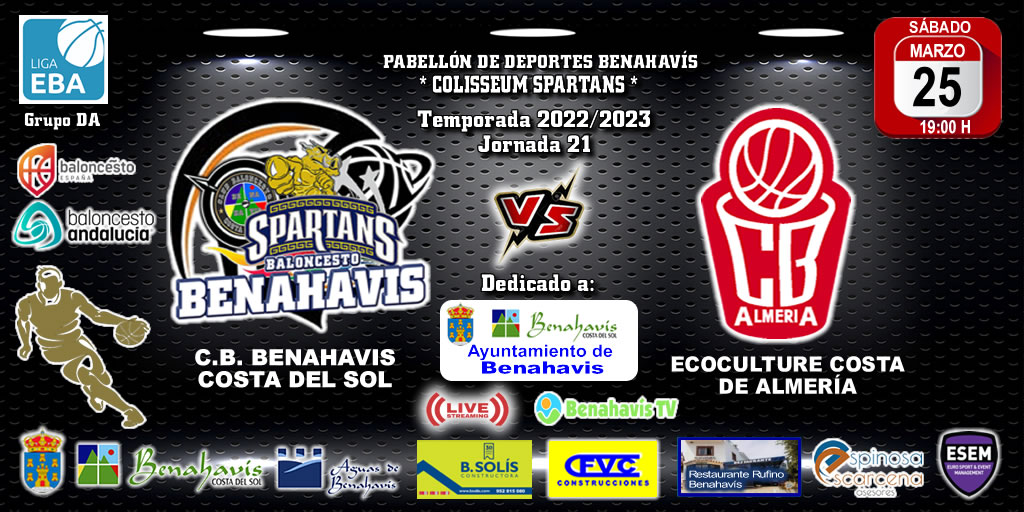 🚨⛹🏀 PREVIA | EBA (DA) T22/23 | J-21ª | CB BENAHAVIS COSTA DEL SOL vs ECOCULTURE COSTA DE ALMERIA