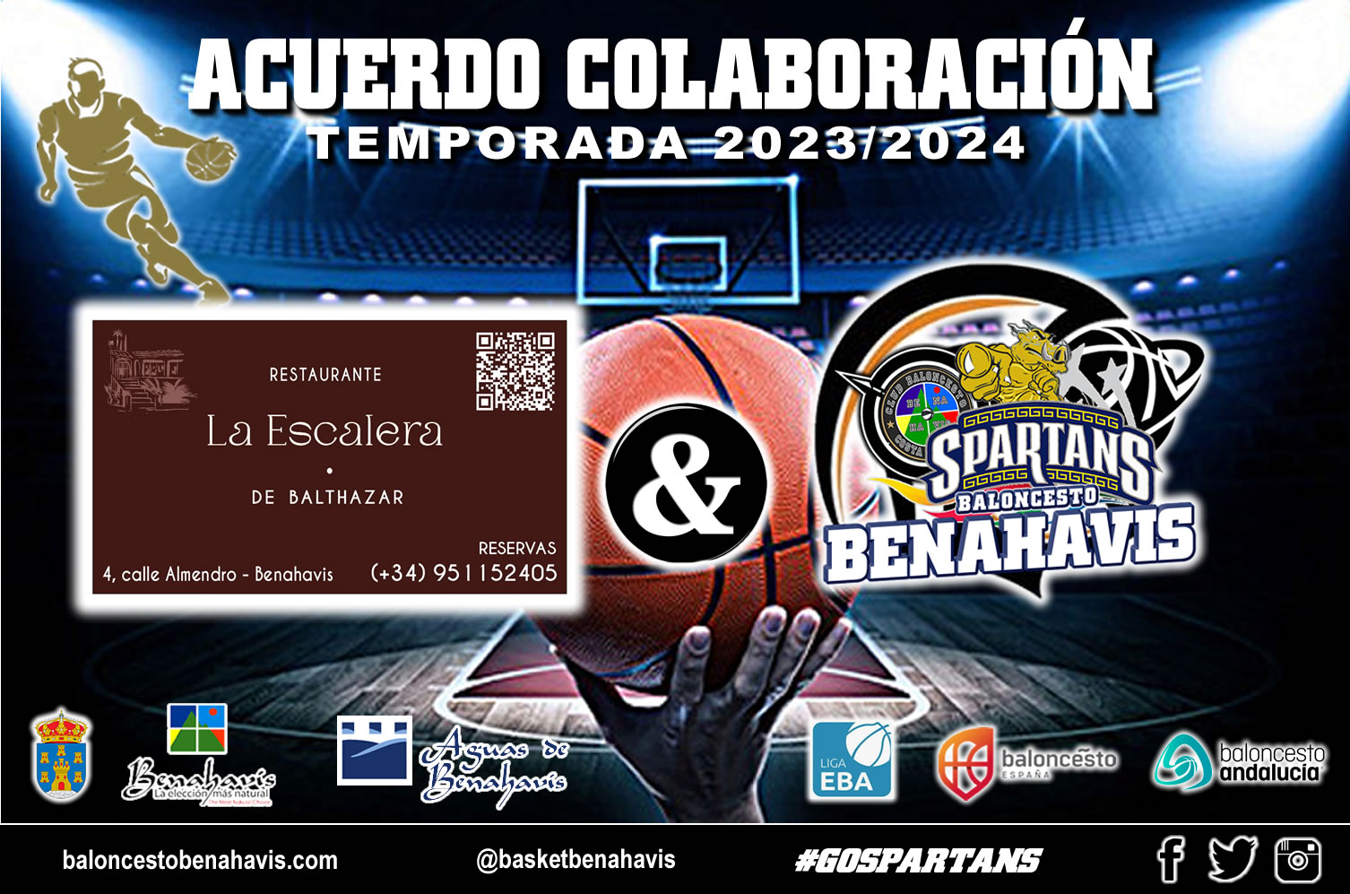 🚨⛹🏀 CAMPAÑA DE PATROCINIOS TEMP. 23/24 – Agradecimientos a la empresa “LA ESCALERA DE BALTHAZAR Restaurante” de Benahavis, por sumarse al Proyecto del CB Benahavís Costa del Sol