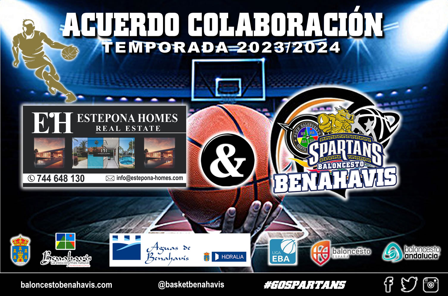 🚨⛹🏀 CAMPAÑA DE PATROCINIOS TEMP. 23/24 – Agradecimientos a la empresa inmobiliaria “ESTEPONA HOMES REAL ESTATE», por sumarse al Proyecto del CB Benahavís Costa del Sol