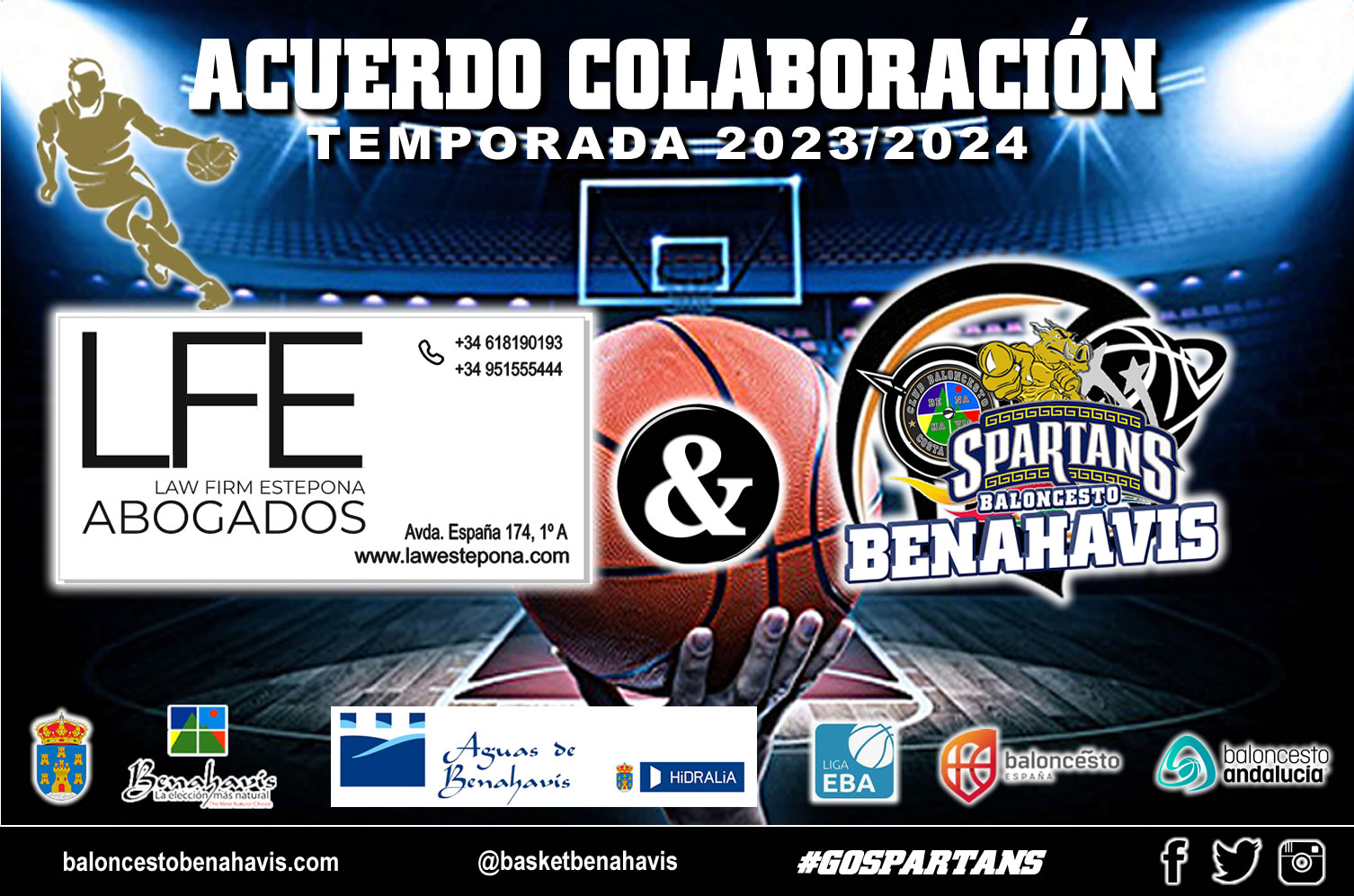 🚨⛹🏀 CAMPAÑA DE PATROCINIOS TEMP. 23/24 – Agradecimientos a la empresa “LAW FIRM ESTEPONA ABOGADOS», por sumarse al Proyecto del CB Benahavís Costa del Sol