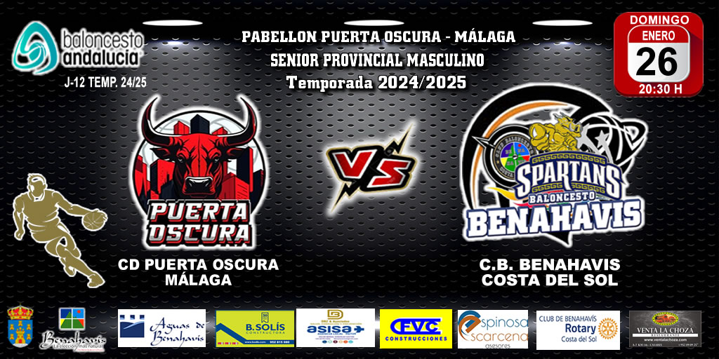 🚨⛹🏀 PREVIA | SENIOR PROVINCIAL MASC. T24/25 | J12ª | CD PUERTA OSCURA MALAGA vs CB BENAHAVÍS COSTA DEL SOL