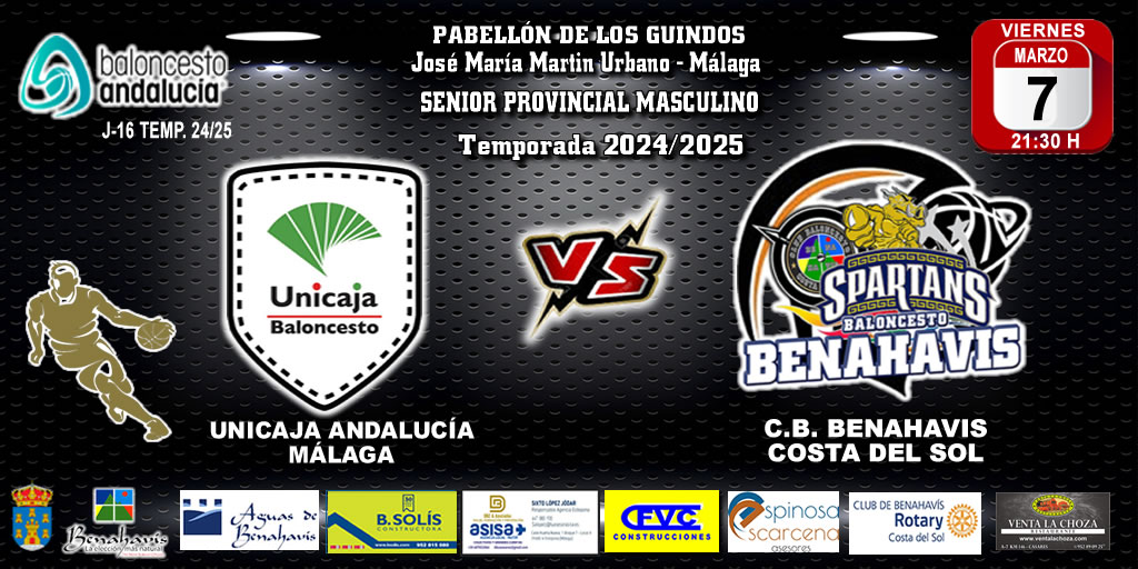 🚨⛹🏀 PREVIA | SENIOR PROVINCIAL MASC. T24/25 | J16ª | UNICAJA ANDALUCIA vs CB BENAHAVÍS COSTA DEL SOL