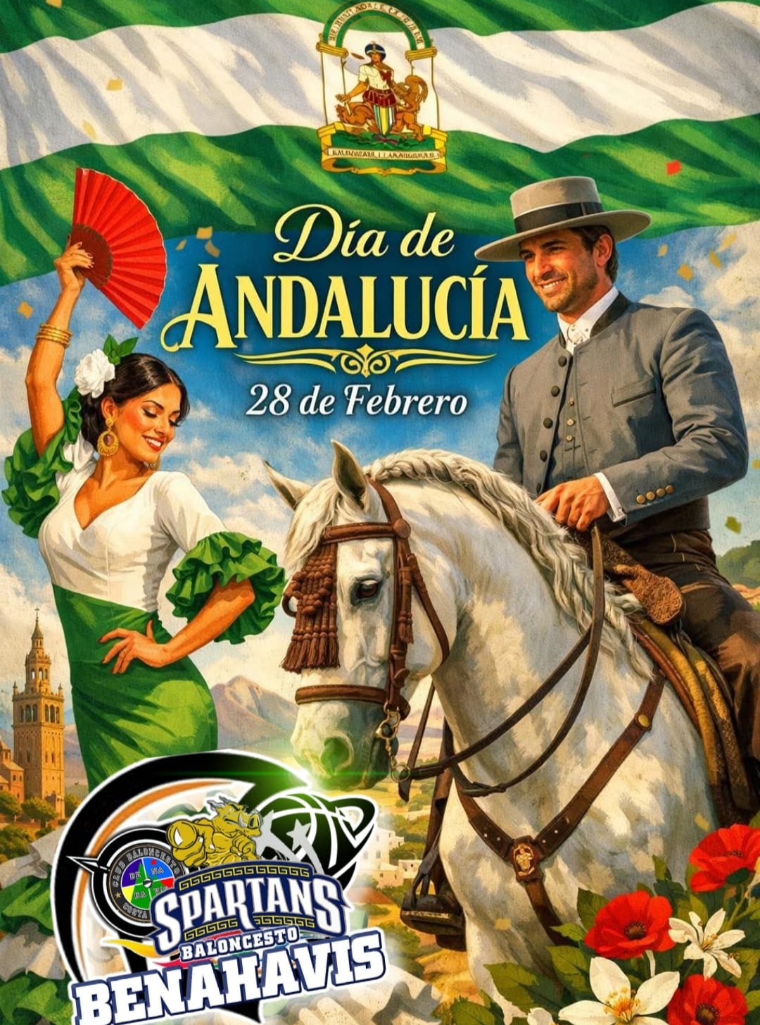 💚🤍💚 FELIZ DIA DE ANDALUCIA !!

Mañana, 28 de febrero 2026, se celebra con mucho orgullo el Dia de nuestra tierra, ANDALUCÍA, llena de Cultura, de Historia, de Tradiciones y de Convivencia entre personas de diferentes países u orígenes.

Desde el Club Baloncesto Benahavis 🏀👍 apostamos por esta multiculturalidad, en paz, respecto y armonía, y por la prosperidad de Andalucía también a través del Deporte, y en nuestro caso del Baloncesto. 

@aytobenahavis