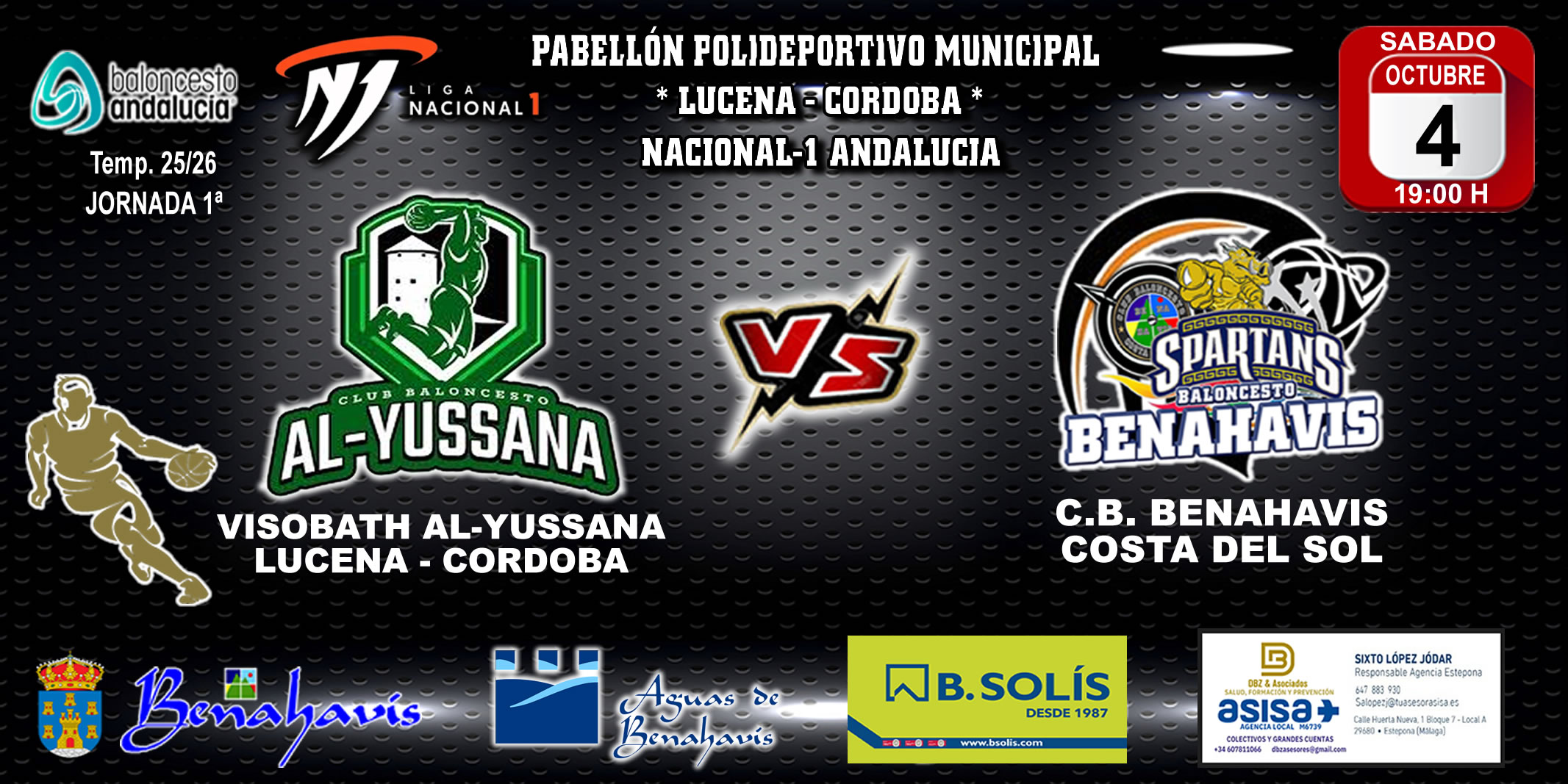 PREVIA | NACIONAL-1 MASC. T25/26 | J1ª | AL-YUSSANA LUCENA (CORDOBA) vs CB BENAHAVÍS COSTA DEL SOL